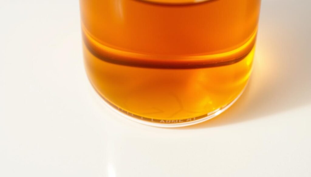 A close-up shot of a glass beaker filled with a golden-amber liquid, reflecting the warm tones of a natural light source. The liquid appears to be a concentrated extract, with a slight viscous texture and a subtle shimmer. The beaker is placed on a clean, neutral-colored surface, allowing the extract to be the primary focus. The lighting is soft and diffused, creating a sense of depth and highlighting the translucent quality of the liquid. The overall composition conveys a sense of scientific inquiry and the natural origins of the extract, suitable for illustrating the "Extraction Methods" section of the article. A close-up shot of a glass beaker filled with a golden-amber liquid, reflecting the warm tones of a natural light source. The liquid appears to be a concentrated extract, with a slight viscous texture and a subtle shimmer. The beaker is placed on a clean, neutral-colored surface, allowing the extract to be the primary focus. The lighting is soft and diffused, creating a sense of depth and highlighting the translucent quality of the liquid. The overall composition conveys a sense of scientific inquiry and the natural origins of the extract, suitable for illustrating the "Extraction Methods" section of the article.