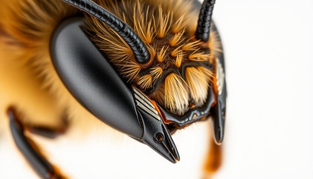 A highly detailed, macro-level close-up photograph of the flagellum sensilla, the sensory receptors located on the antennae of a honeybee. Crisp, razor-sharp focus showcasing the intricate structures and delicate hair-like projections with exceptional clarity. Soft, even lighting from multiple angles illuminates the exquisite morphology, with a clean, neutral background to emphasize the subject. Captured at a high magnification using a professional-grade macro lens to reveal the minute, complex architecture of these specialized sensilla. The image conveys a sense of scientific inquiry and appreciation for the remarkable sensory capabilities of these industrious pollinators.