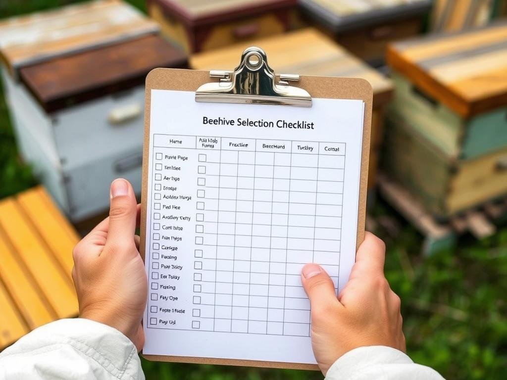 Beekeeper using a checklist to make hive selection decision