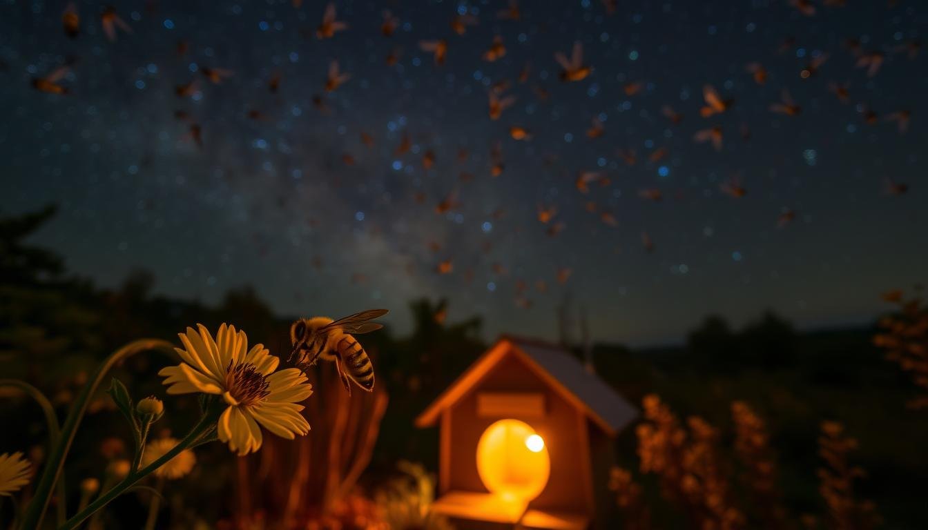 Effects of night lighting on bee navigation