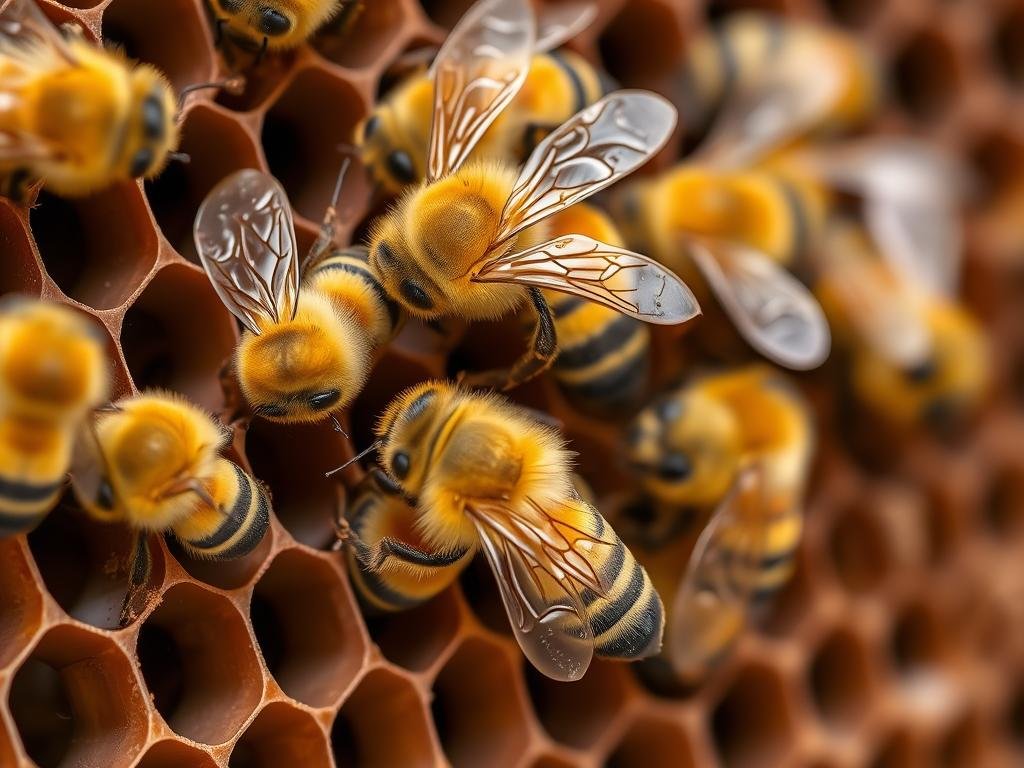 Italian honey bees with their distinctive golden color working on a frame, showing why they're among the best bees for beginners