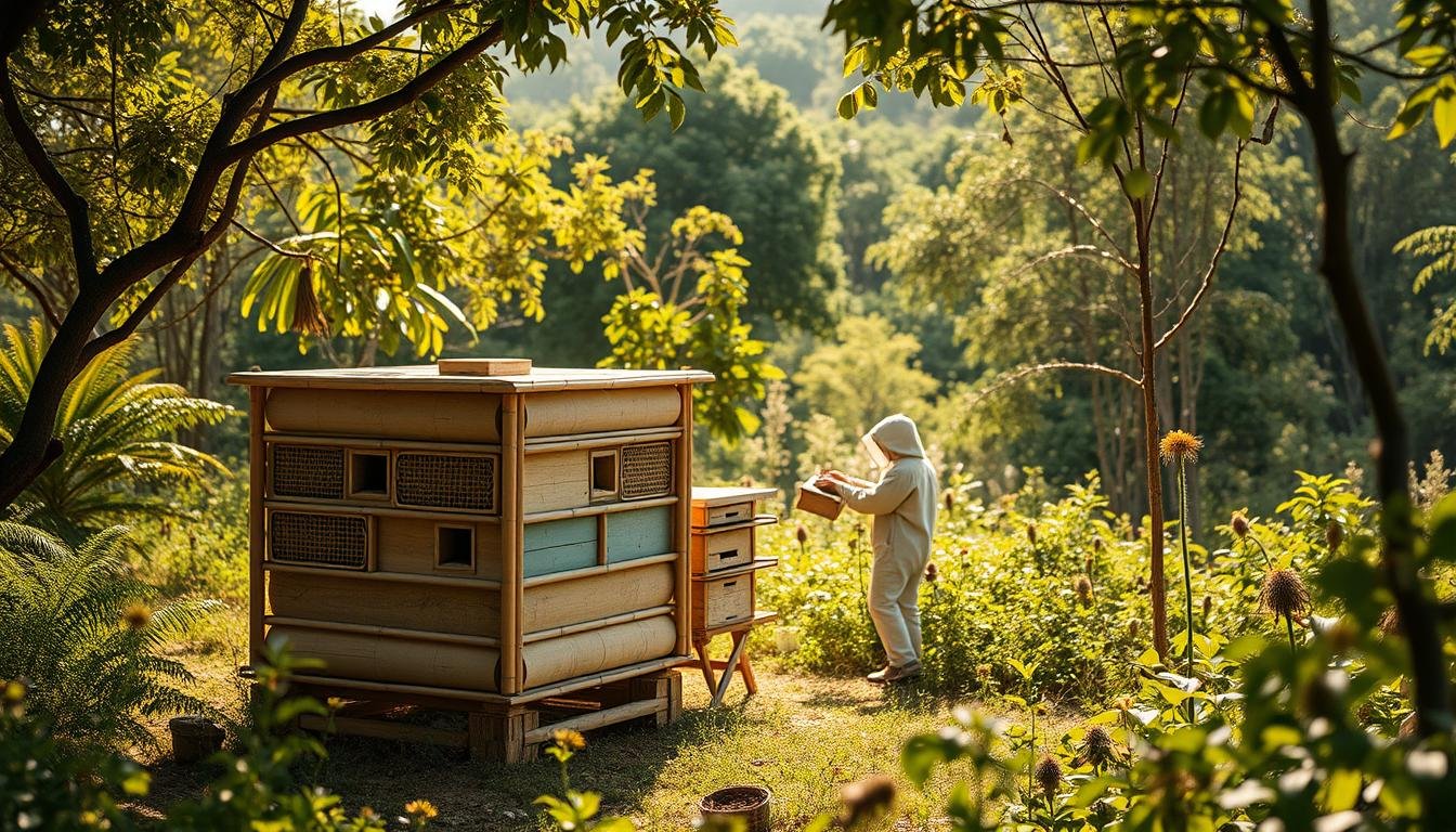 Low-carbon-footprint hive-building techniques