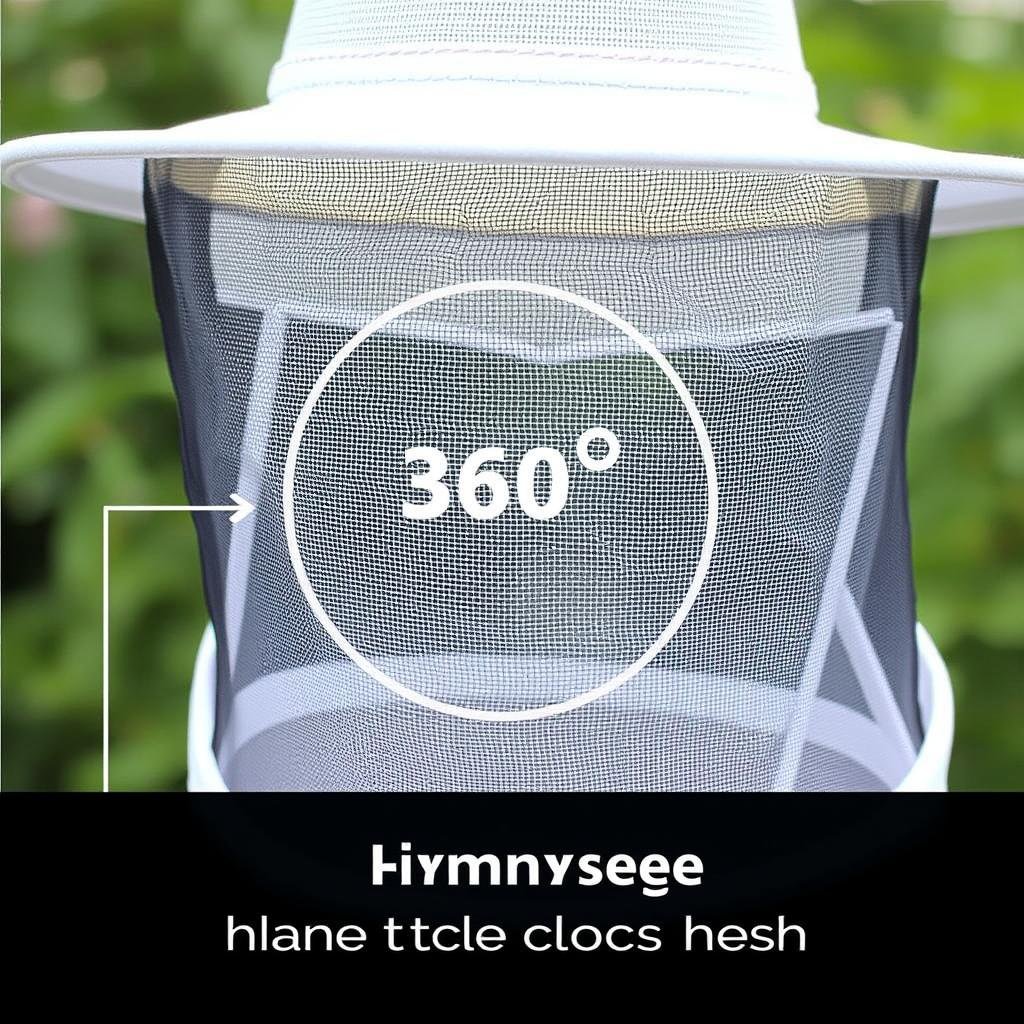 Round bee veil with hat showing 360-degree visibility