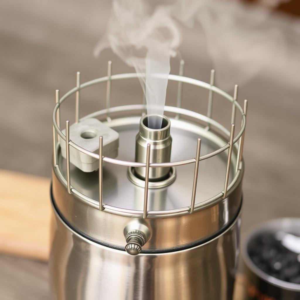 Stainless steel bee smoker with protective cage and bellows