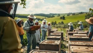 Training apprentices in an apiary