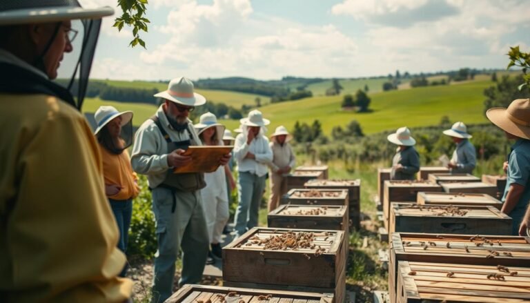 Training apprentices in an apiary