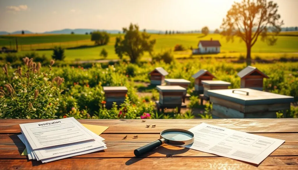 A scenic view of a serene land plot, designated for beekeeping, with clearly marked permit notifications and official