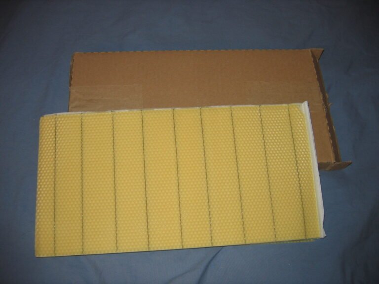 Crimped-wire wax foundation sheet used in beehive frame installation