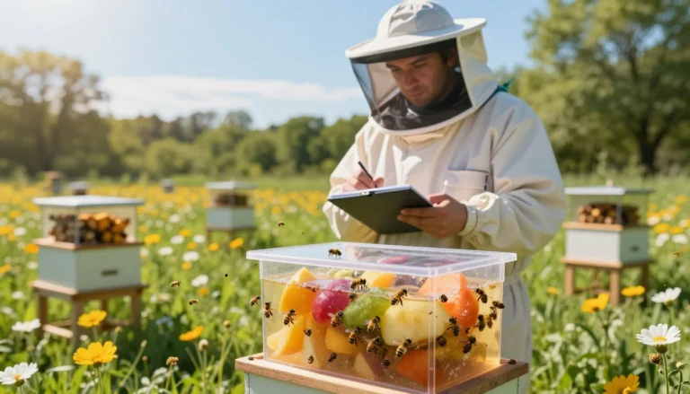A vibrant, engaging scene showcasing the use of attractants in swarm traps