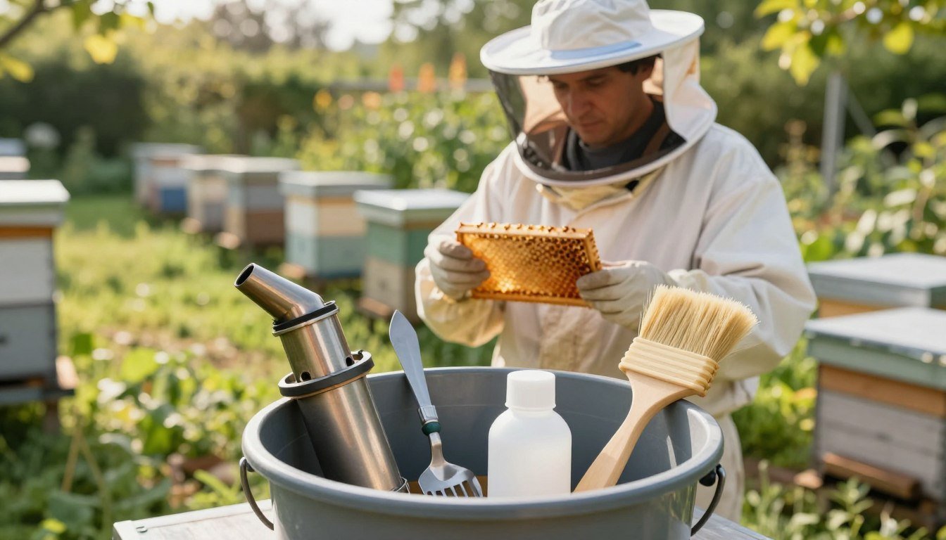 apiary tool bucket setup for disease control