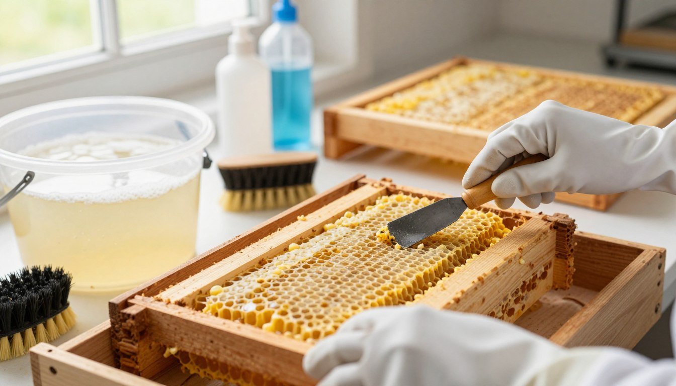 how to clean propolis off frames