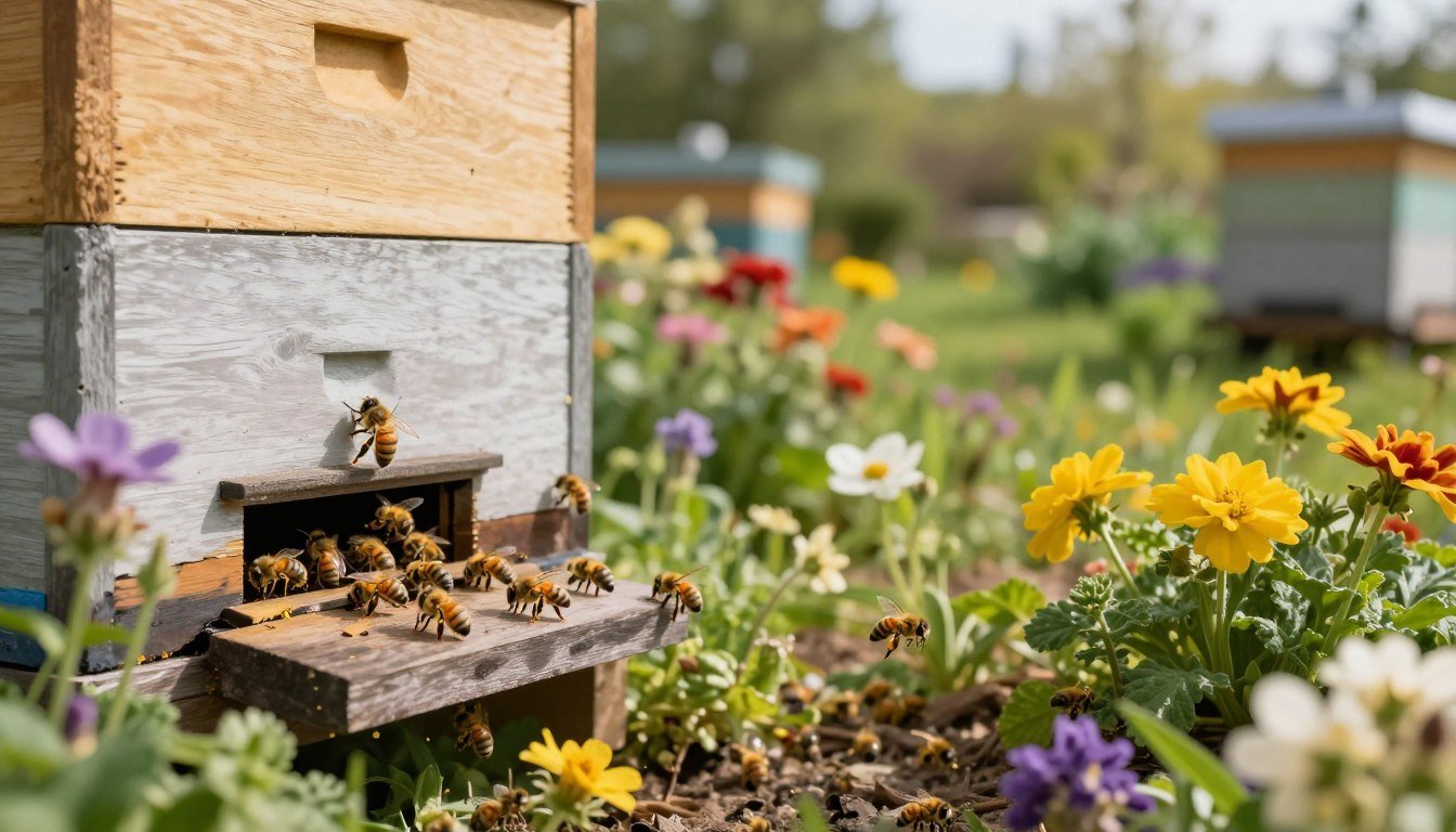 how to prevent robber bees from cross-yard contamination