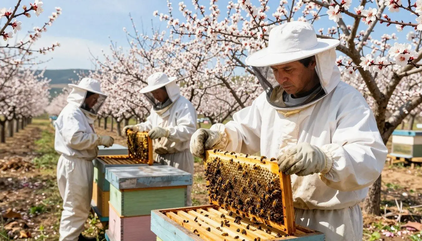 queen management before almond pollination