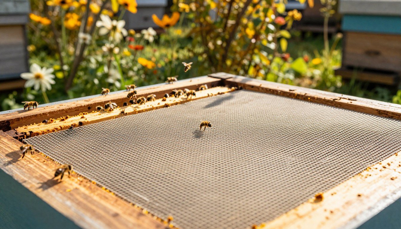 screened bottom board in winter