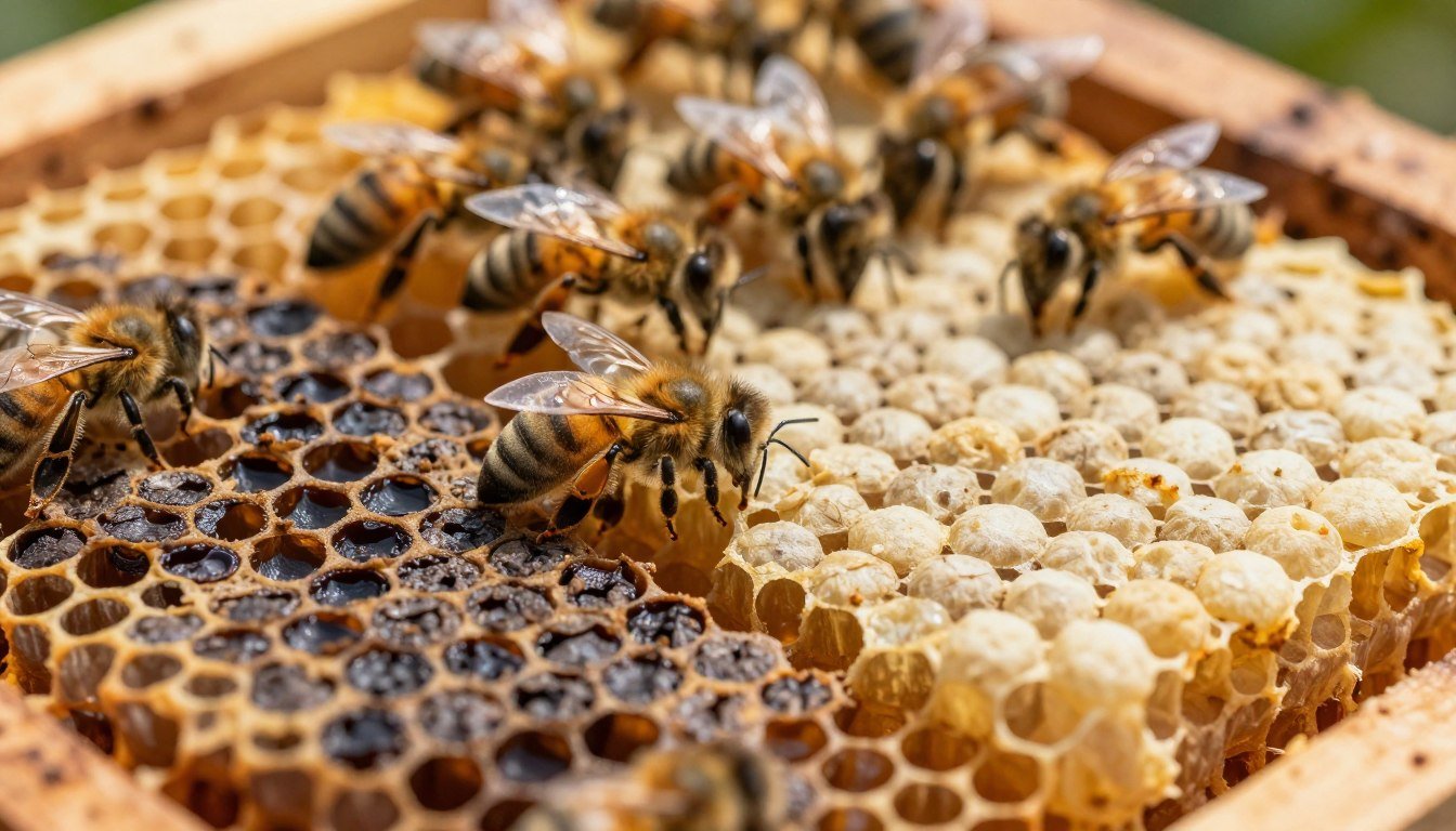 sunken cappings vs healthy brood cappings