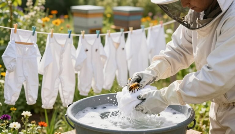 washing bee suits after diseased hive inspections