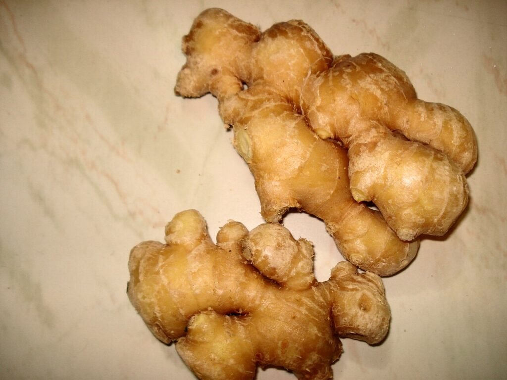 Photo of fresh ginger root, a key ingredient in traditional switchel