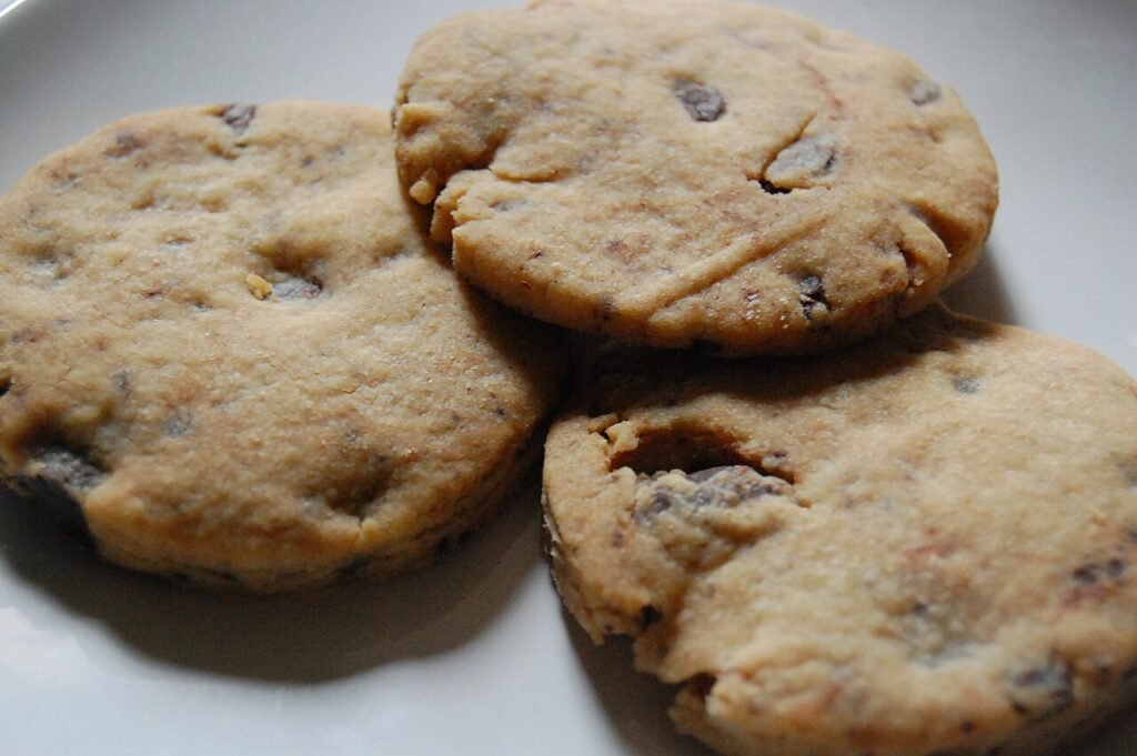 Photo of homemade chocolate chip cookies fresh out of the oven