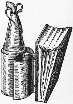 1911 Encyclopedia Britannica technical illustration of a bee smoker