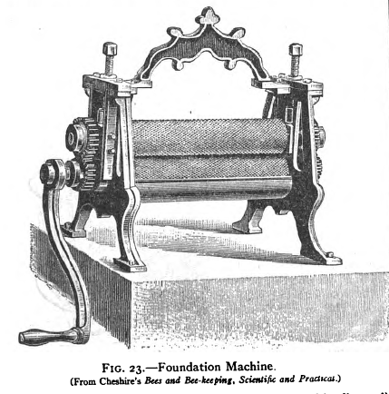 1911 Encyclopaedia Britannica illustration of a comb foundation press machine