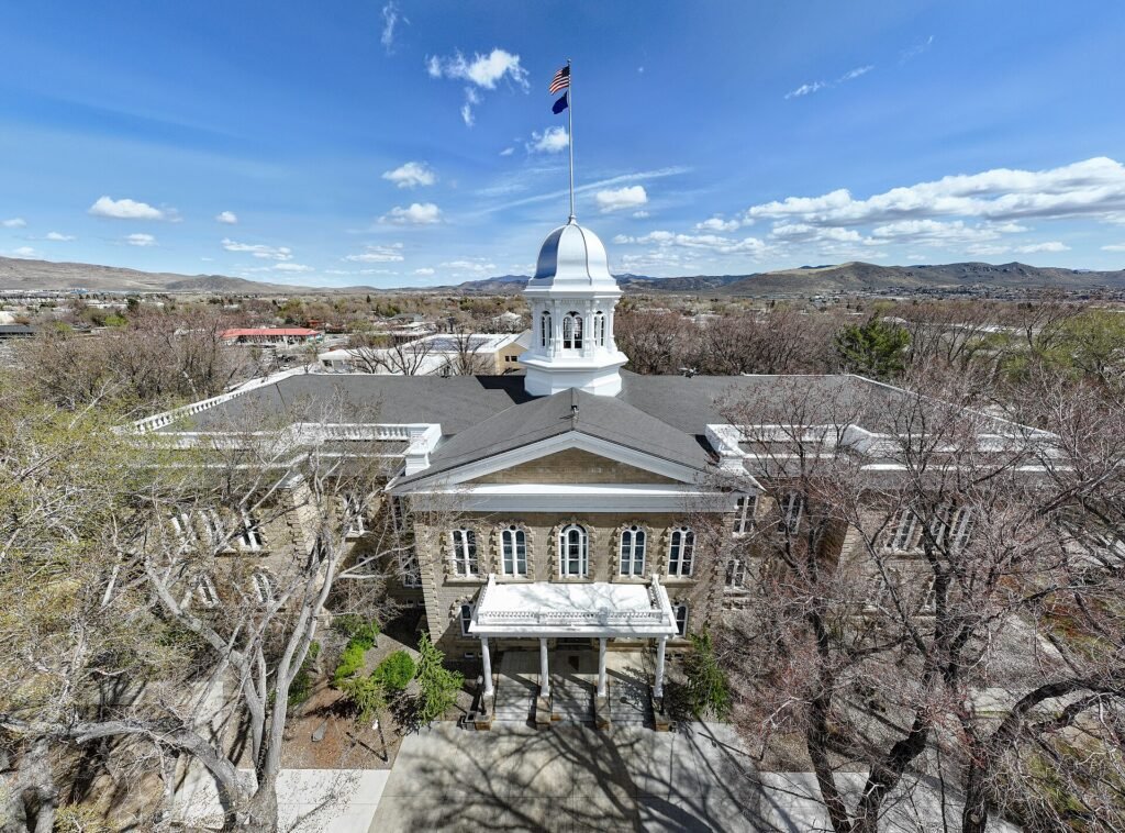 Exterior of the Nevada State Capitol building representing state beekeeping law authority in Carson City