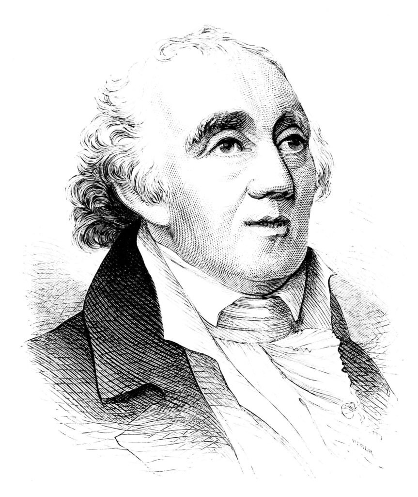 Historical portrait engraving of blind Swiss naturalist Francois Huber