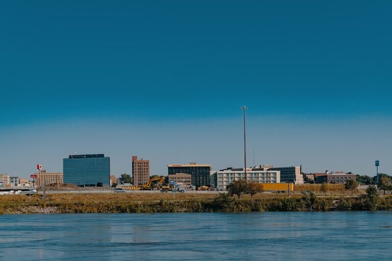 Downtown Sioux City, Iowa skyline viewed across the Missouri River, home to the Sioux Honey Association cooperative since 1921