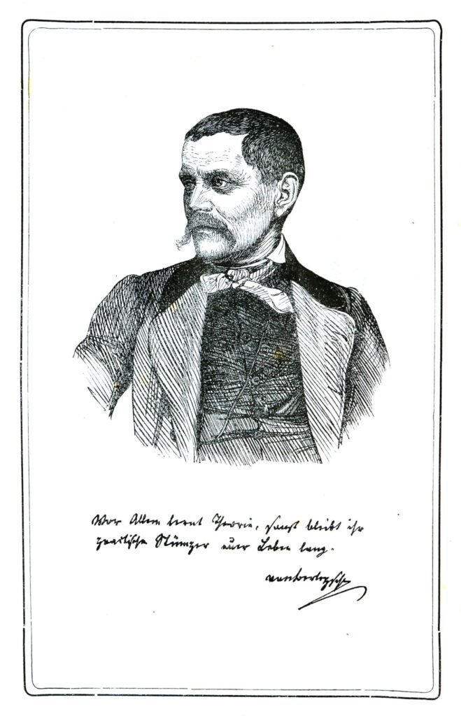 Historical portrait engraving of Baron August von Berlepsch, the German beekeeper who invented a fully movable hive frame in 1852