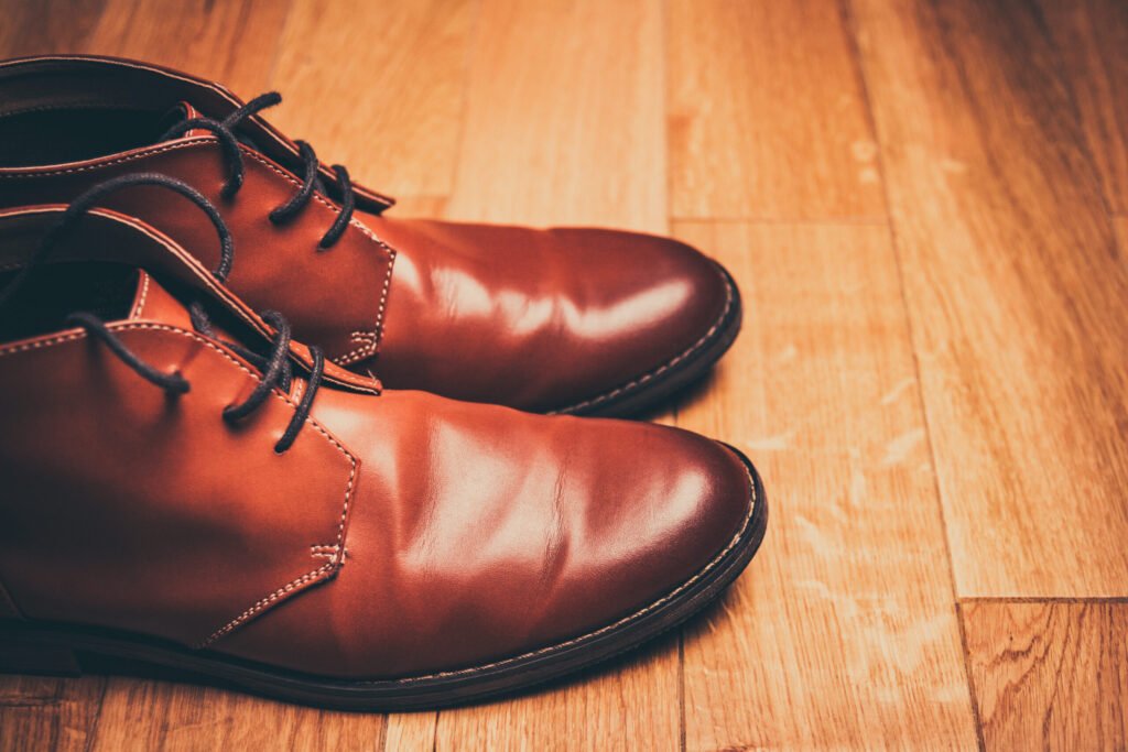 A pair of brown leather work boots -- exactly the kind of gear that benefits most from a real wax seal against water