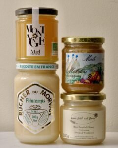 A selection of creamed honey jars from Europe, subject to the EU's new country-of-origin labeling requirements