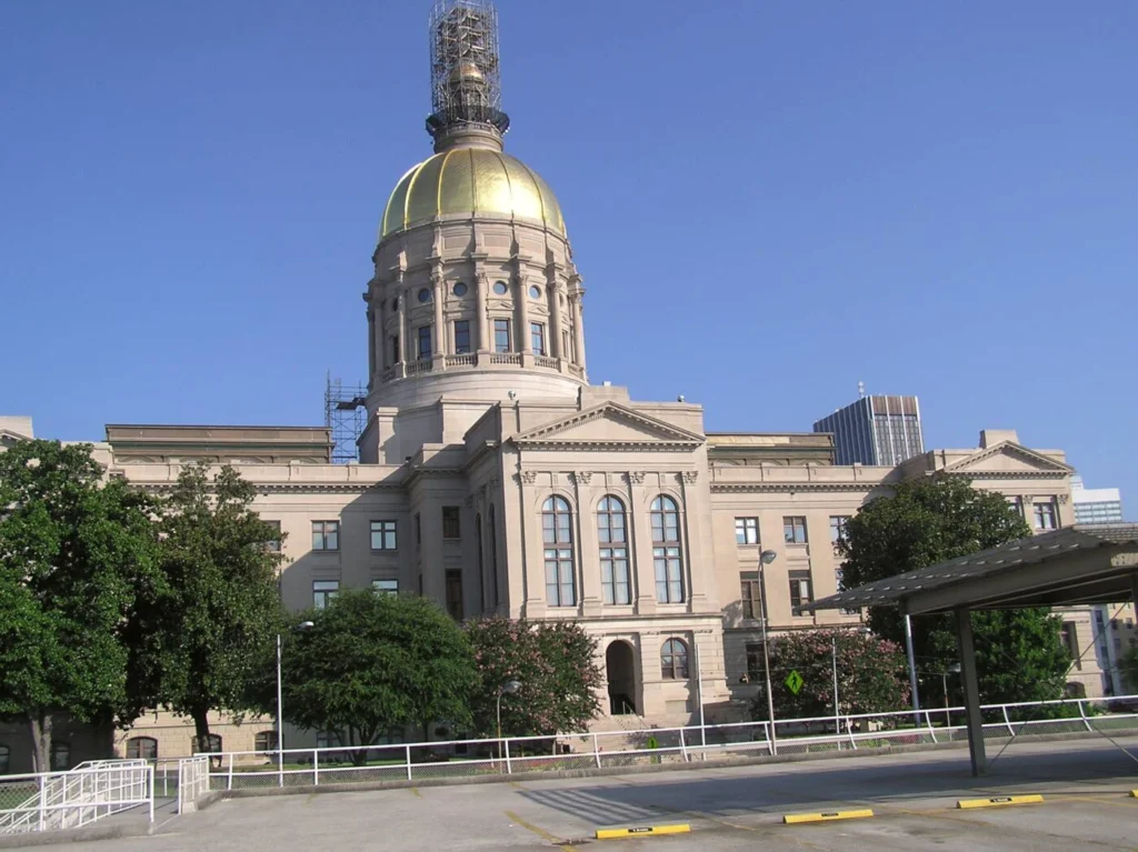 The Georgia State Capitol building in Atlanta, where the legislature enacted the Georgia Bee Law governing commercial licensing