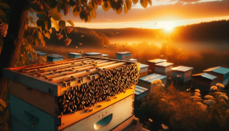 A horizontal beehive setup