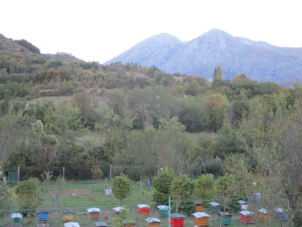 An apiary at the foot of Monte Velino, Marsica, Italy