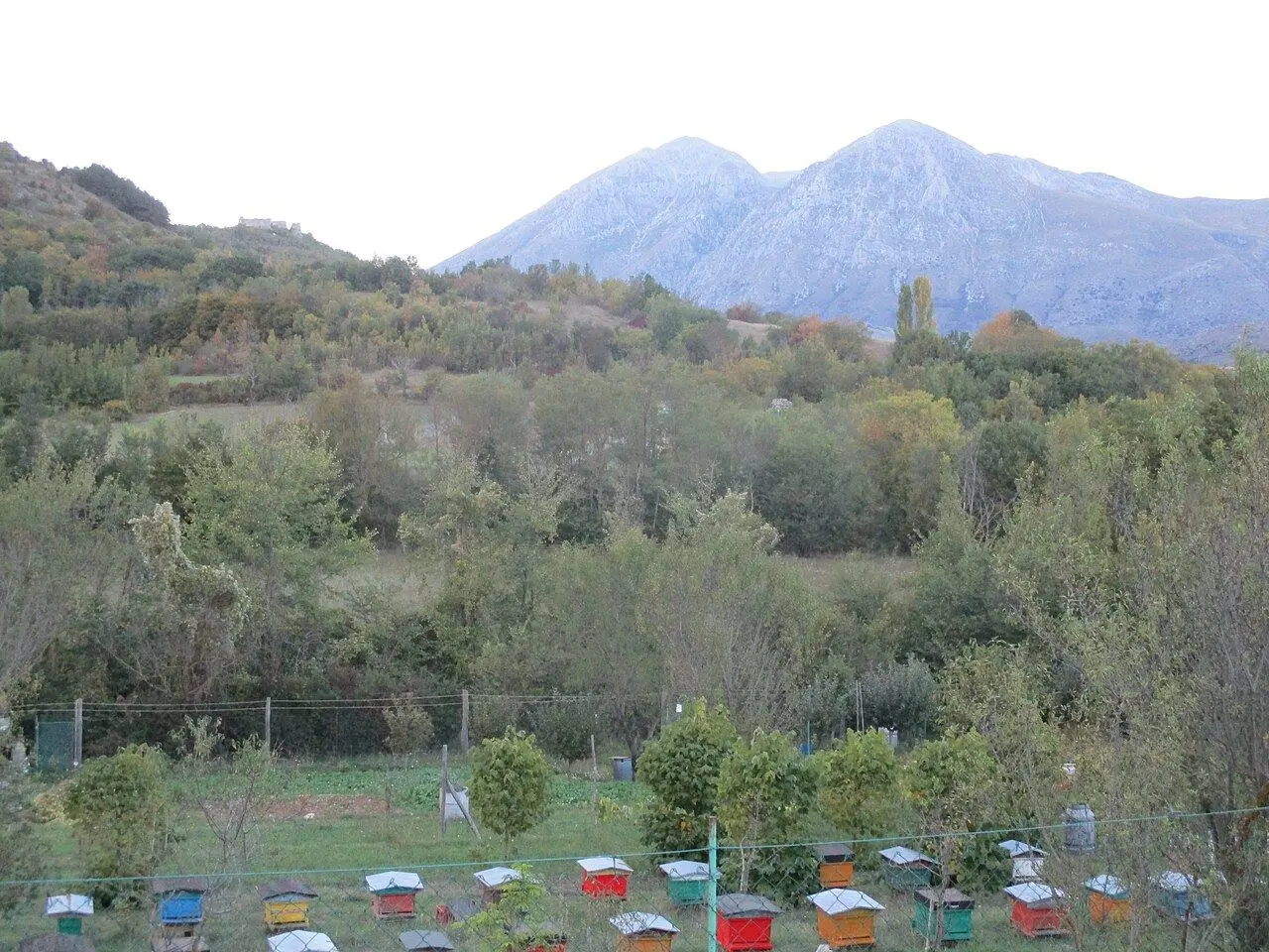 An apiary at the foot of Monte Velino, Marsica, Italy