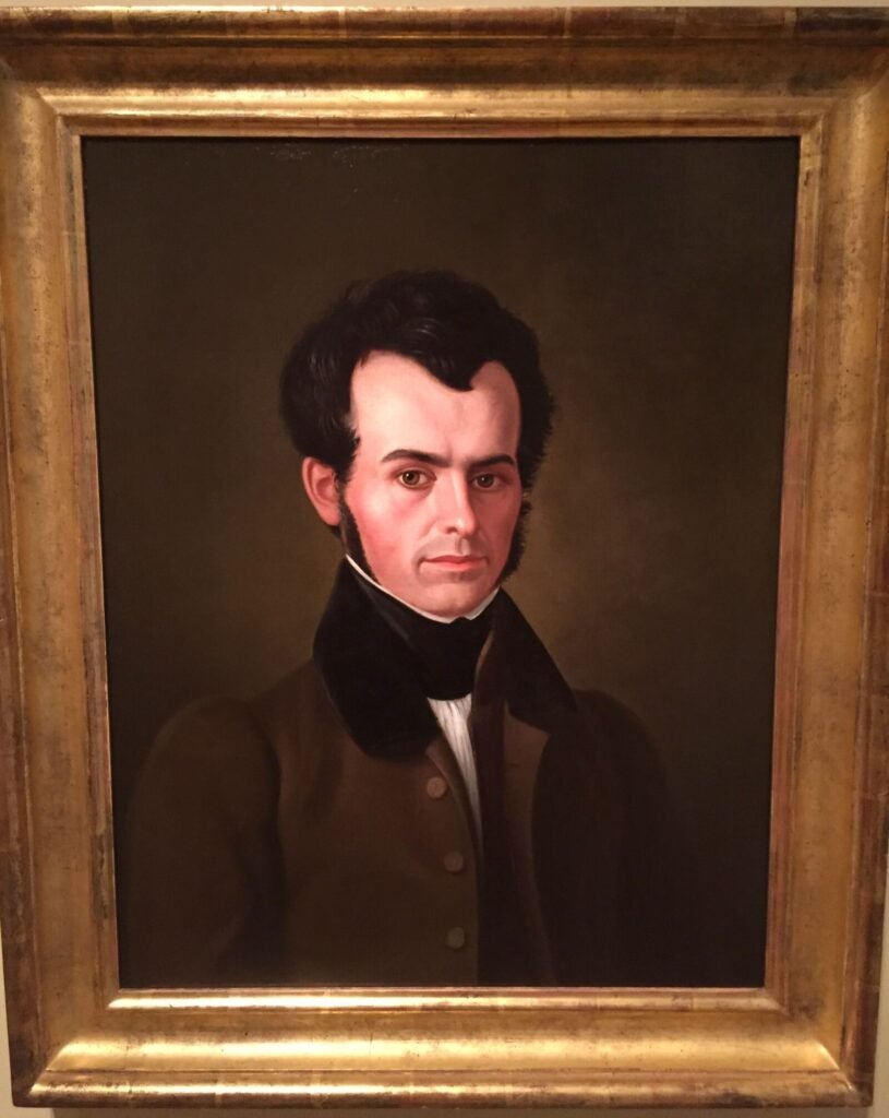1833 oil portrait of poet John Greenleaf Whittier, who wrote the 1858 poem Telling the Bees