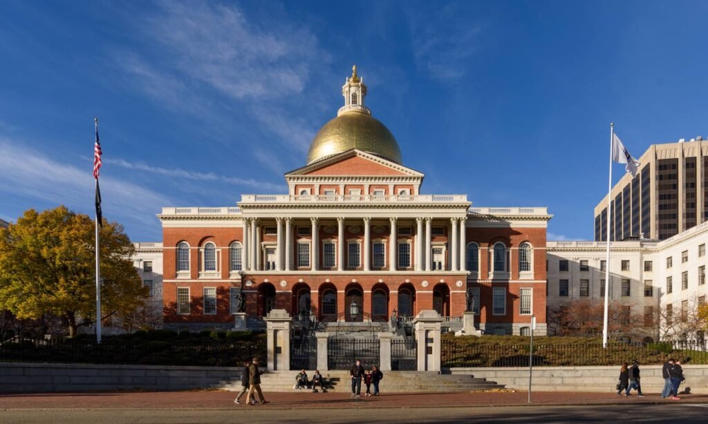 The Massachusetts State House in Boston, seat of the state government that regulates apiary registration