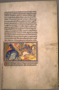 Illuminated medieval manuscript page from the 12th-century Aberdeen Bestiary