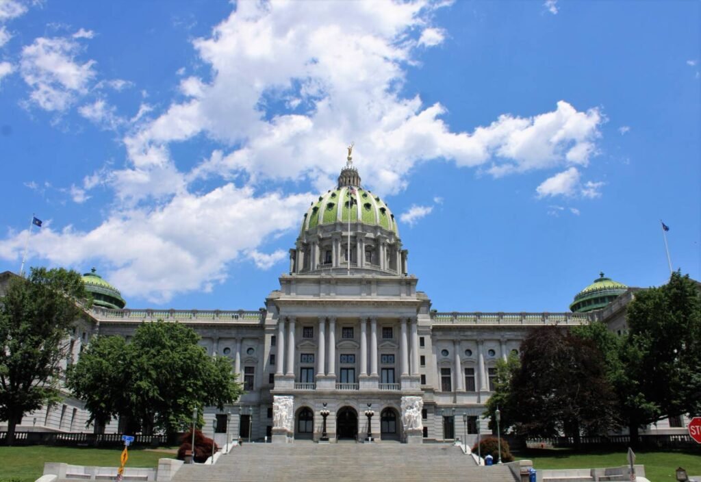 The Pennsylvania State Capitol building in Harrisburg, home of the Department of Agriculture that administers the 1994 Bee Law