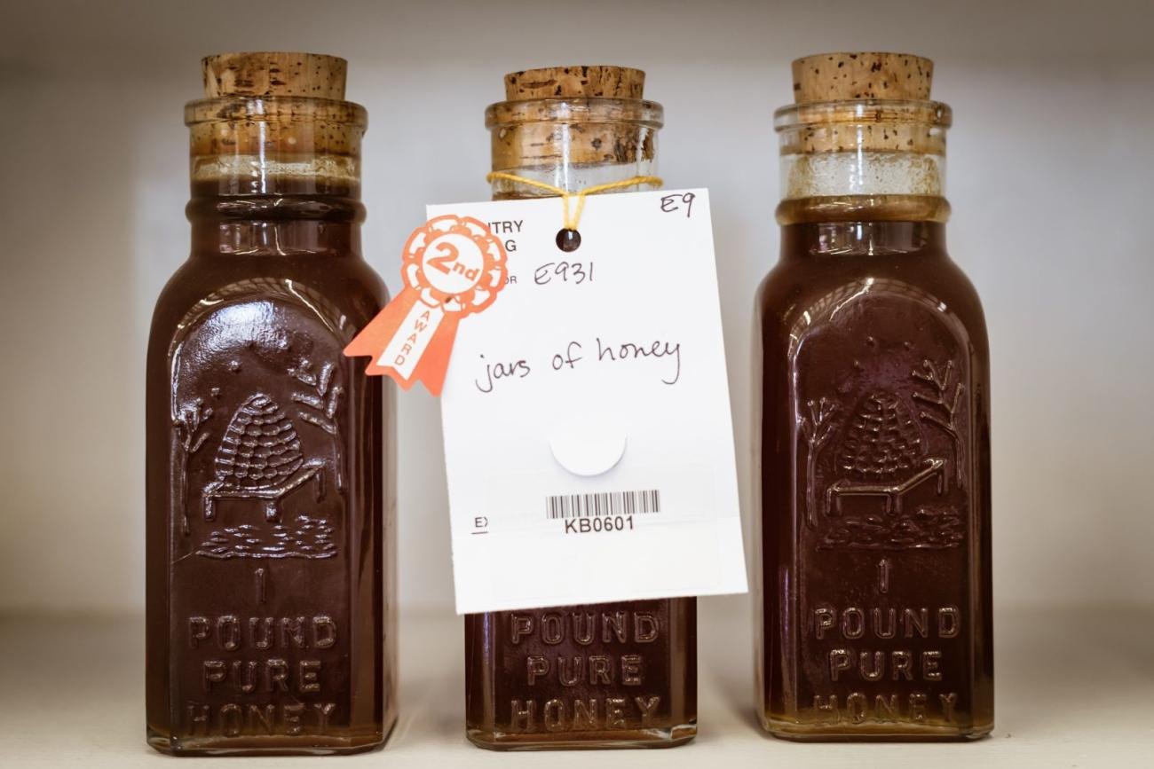 Multiple jars of raw honey displayed side by side, illustrating the kind of brand and variety comparison consumers face when buying honey