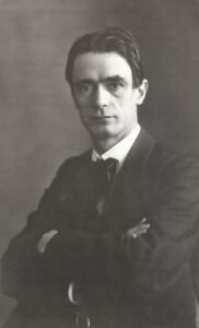 Circa-1905 portrait photo of Rudolf Steiner, founder of biodynamic beekeeping philosophy