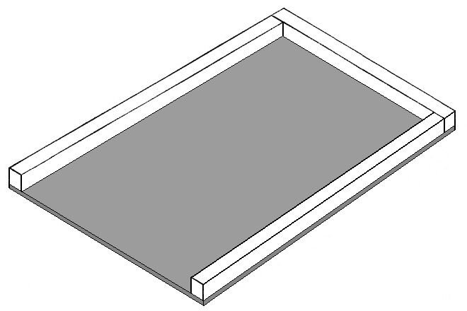 Solid wooden beehive bottom board with a raised entrance rim