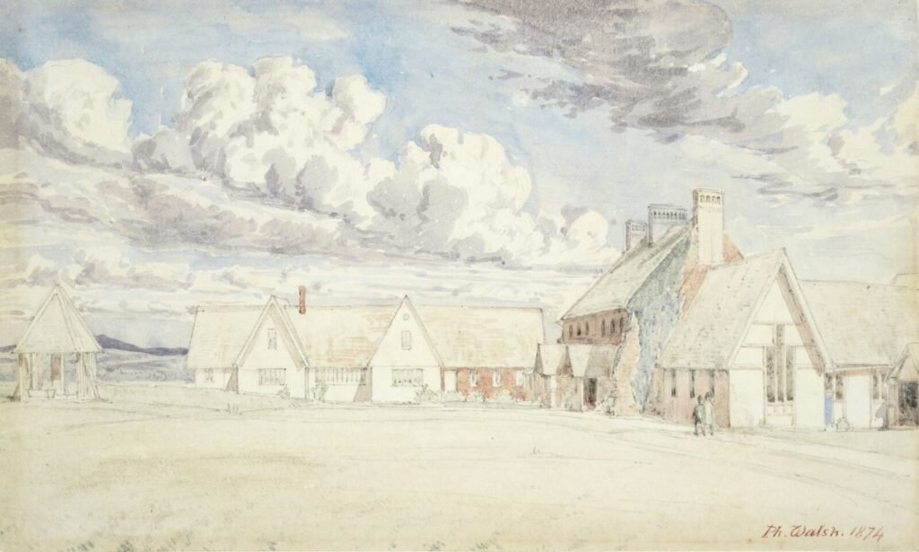 Historic 1874 image of St John's College Auckland, where Cotton was headmaster