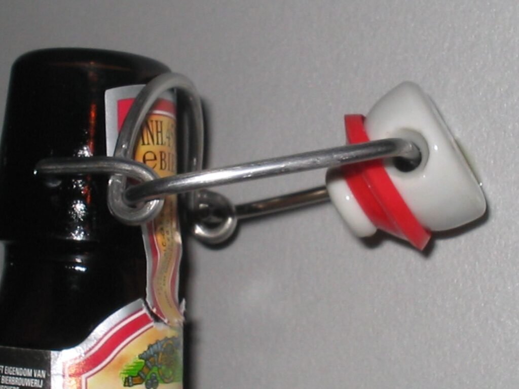 A swing-top glass bottle with reusable closure, a beginner-friendly bottling option for homemade mead that skips a separate capper